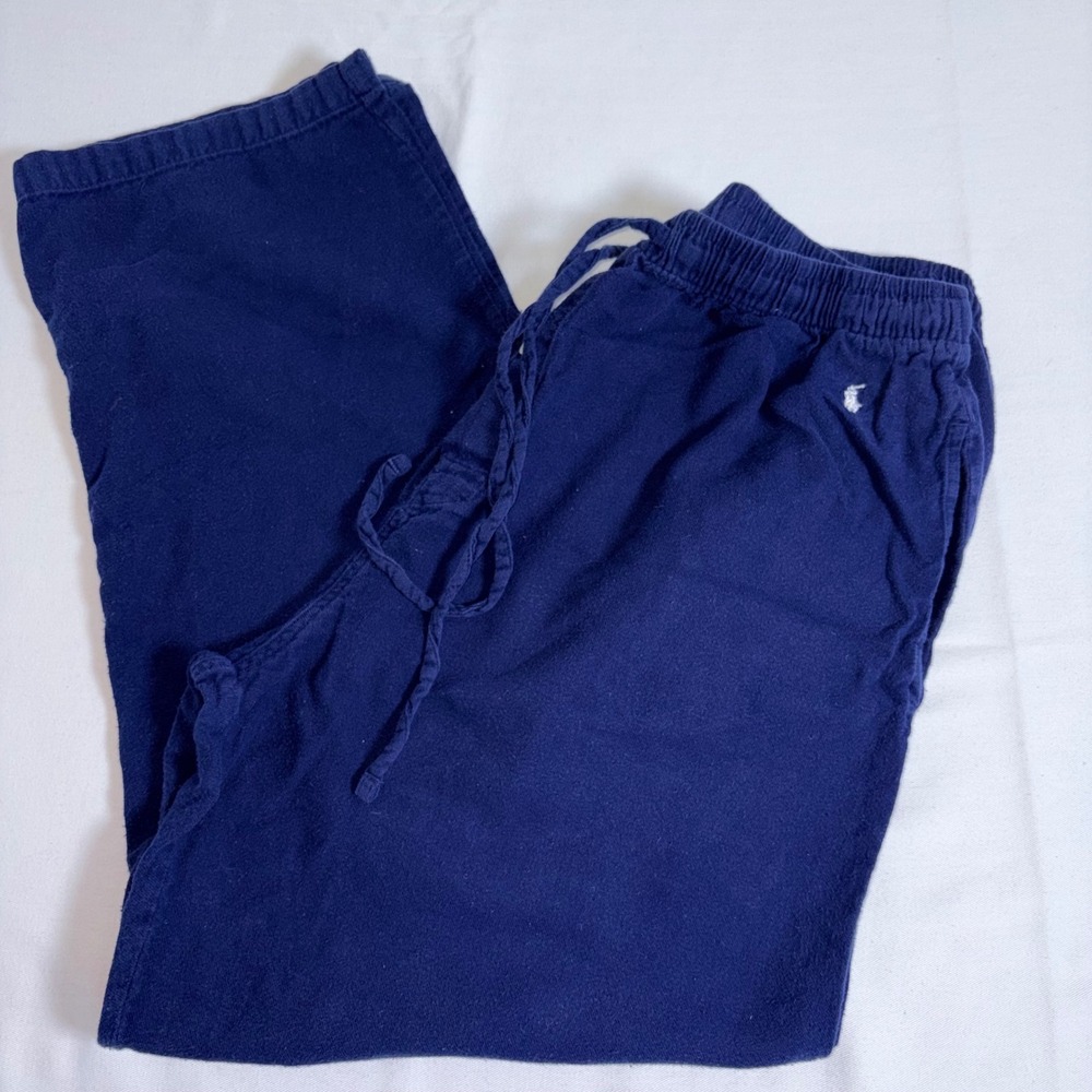 Polo Ralph Lauren Pajama Pants Large Navy Blue Excellent Cotton Drawstring Logo